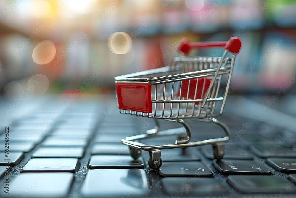 Navigating a digital marketplace: Online shopping and digital transactions on a laptop. Concept Online Shopping, Digital Transactions, E-commerce Experience, Laptop User Interface