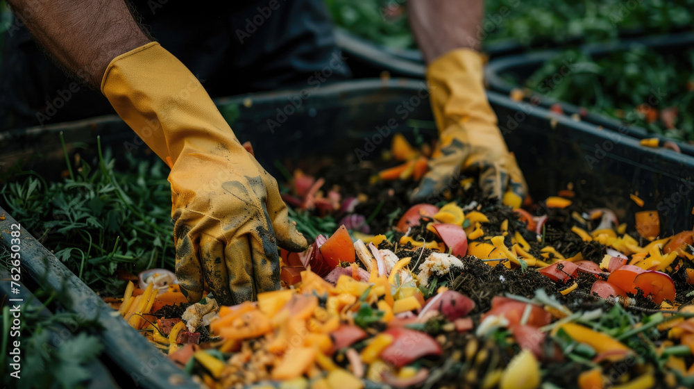 A man holds compost in his hands. Humus. A man holds compost in his hands. Humus.