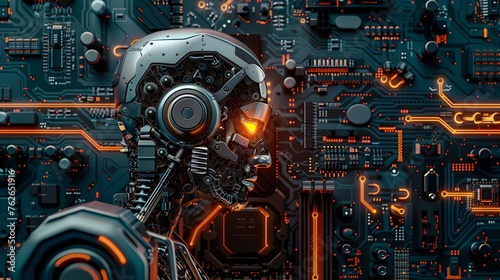 Digital Representation of AI Chatbot Connected to Computer Motherboard