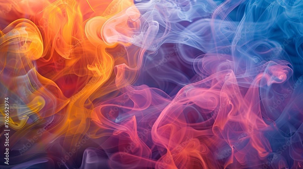 Fototapeta premium Whispers in the Mist: Ethereal Smoke and Fluid Color Fusion