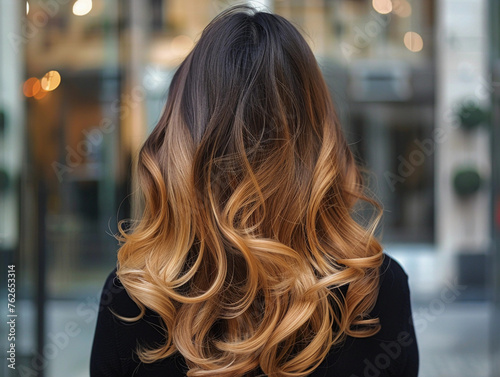 Gorgeous woman with ombre or balayage techniques hairstyle 