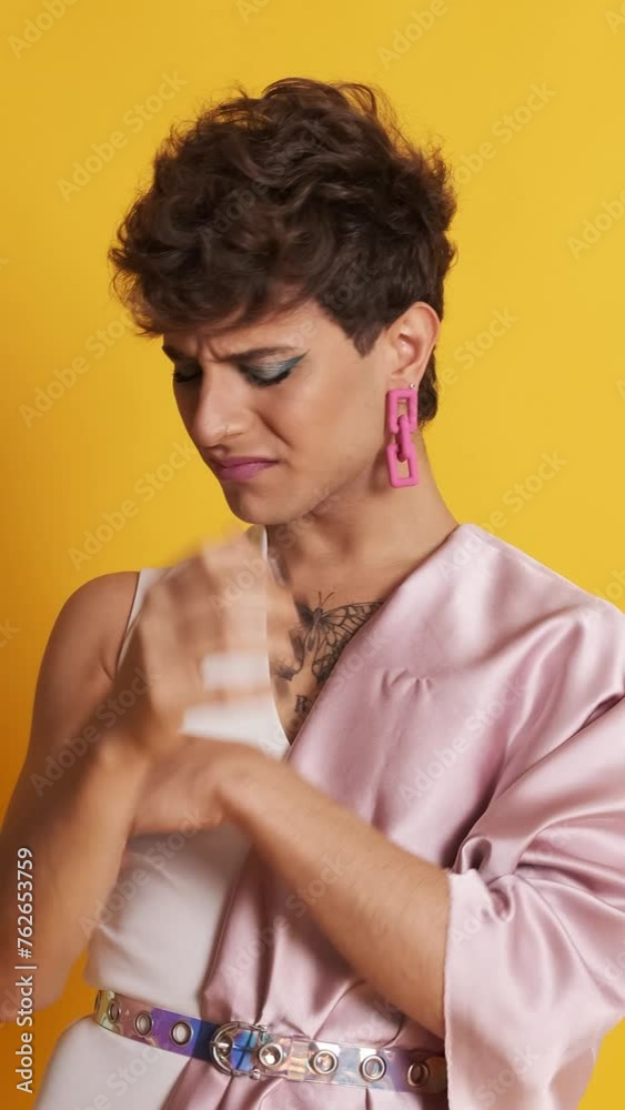 Sad and worried transgender man looking at the camera Sad and worried transgender man looking at the camera