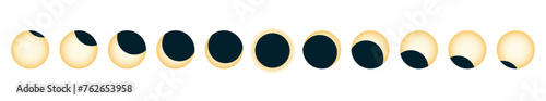 Stages of total solar eclipse. Vector illustration