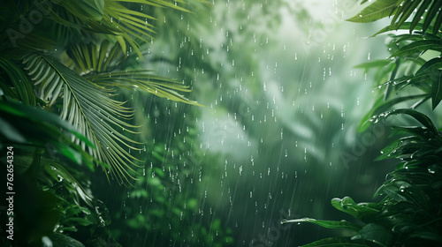  Wallpaper coniferous forest rainforest rain banner copy space nature background