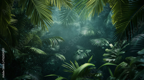  Wallpaper coniferous forest rainforest rain banner copy space nature background © Roman