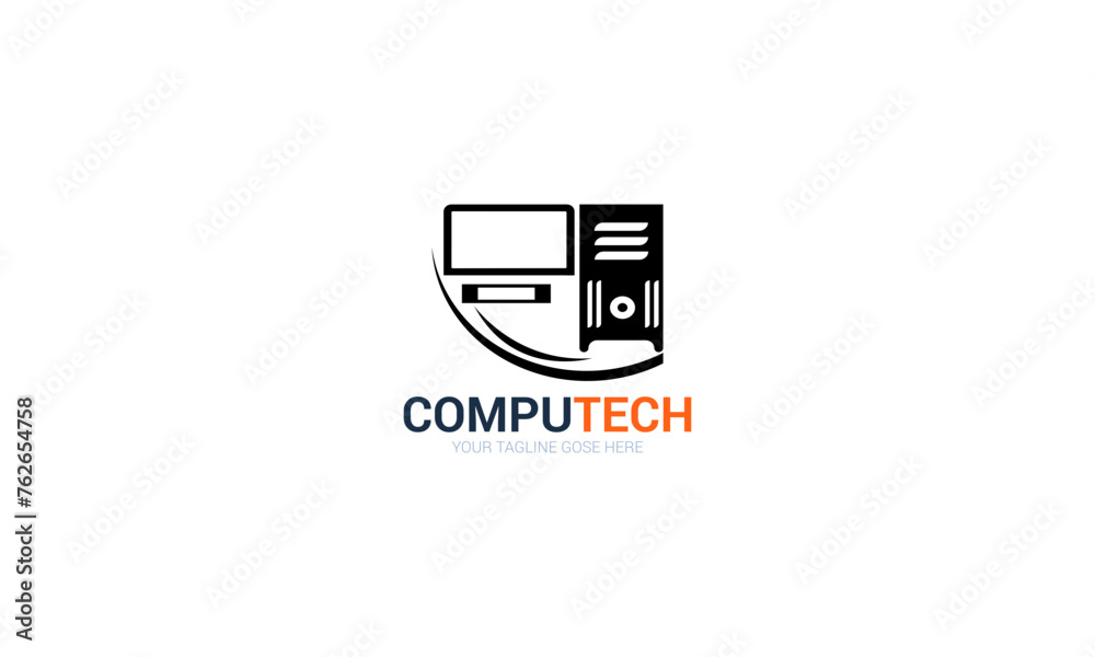 Computer logo design. Pc fix, repair, Computer maintenance service, software, Computer tech shop vector illustration Computer logo design. Pc fix, repair, Computer maintenance service, software, Computer tech shop vector illustration