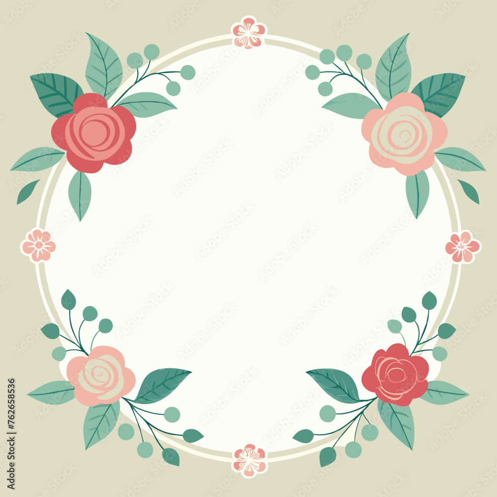 Flower Border Frame Vector Illustration