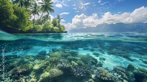 palm island blue transparent sea © Olha