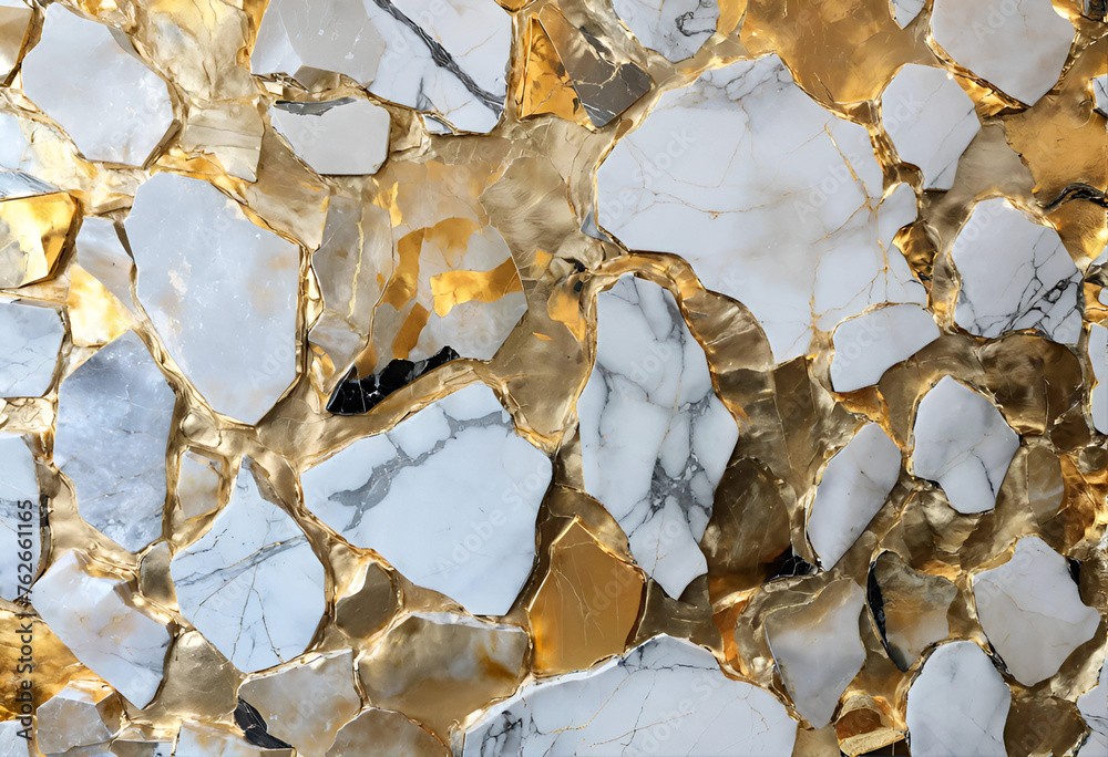 Obraz premium Background stone wall pattern marble floor design wallpaper abstract texture white gold beige luxury, wall stone gray black rock background italian interior art ivory bathroom backdrop golden kitchen