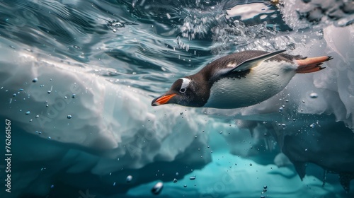 penguin dives jumps into the water
