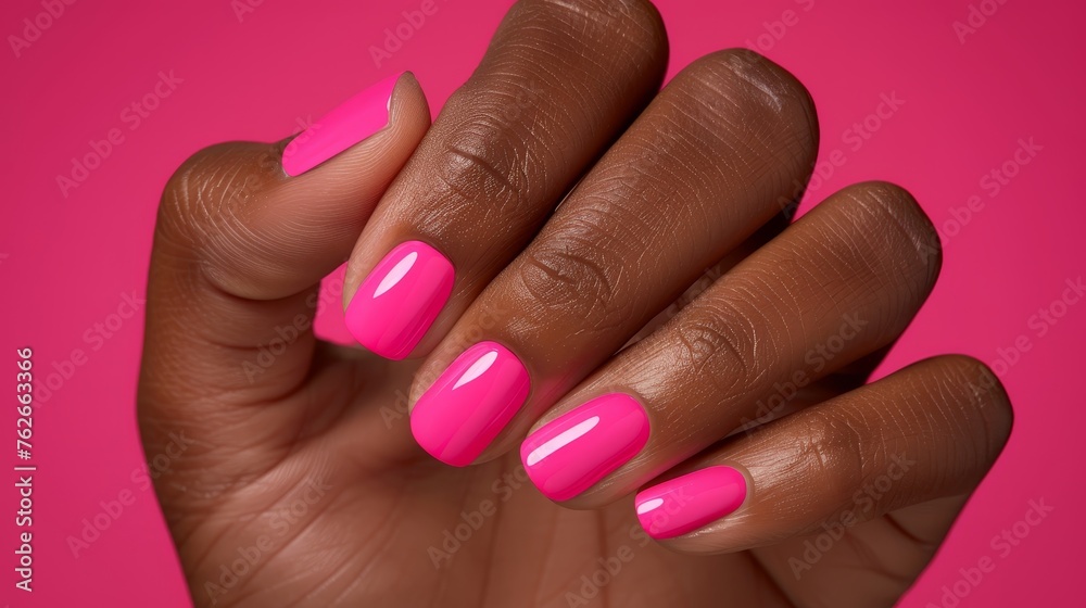 Close up of a stylish woman s hand with pink nail polish in a glamorous and elegant fashion Close up of a stylish woman s hand with pink nail polish in a glamorous and elegant fashion