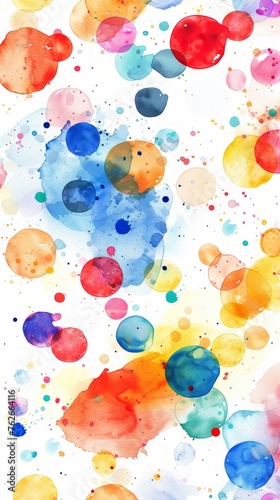 Colorful watercolor splotches forming abstract circles on a white background, perfect for artistic designs.
