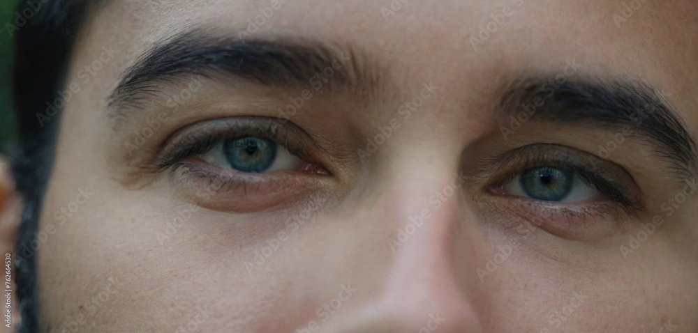 Fototapeta premium bad mood and dissatisfaction, close-up caucasian man, eyes and face, gloom and thoughtful