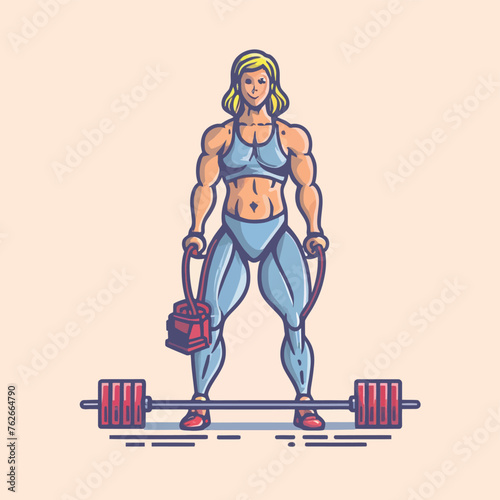 red white black modern style minimalist lines of a strong muscle pose strong body builder anatomy man at gym with bundle Doing exercises in all body positions using different gym equipment