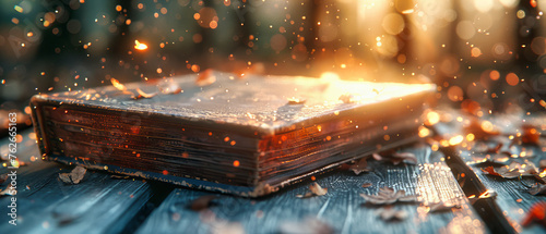 Open Book on a Quest for Knowledge, Illuminated by the Glow of Discovery