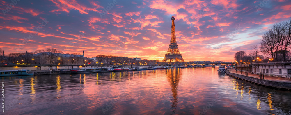 Sunset Hues over the Eiffel Tower