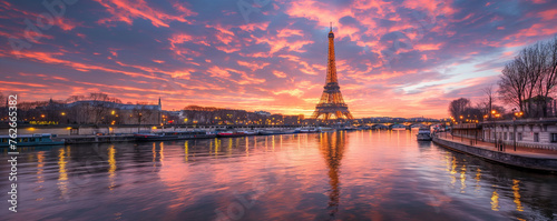 Sunset Hues over the Eiffel Tower