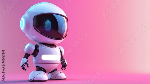 small cute robot on a cyber background © Spyrydon