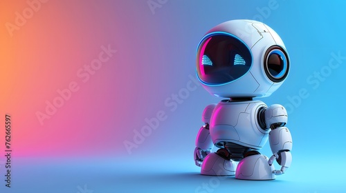 small cute robot on a cyber background © Spyrydon