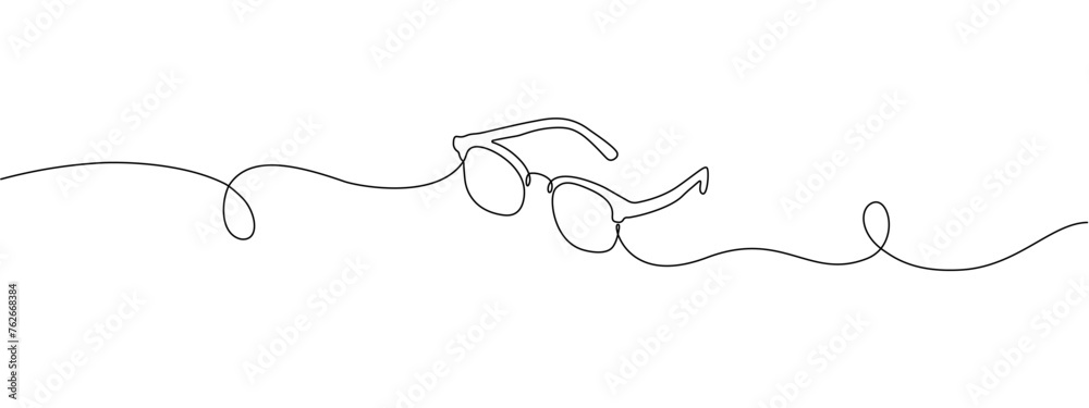 Glasses one continuous editable line. Eyeglasses icon minimalistic line vector illustration Glasses one continuous editable line. Eyeglasses icon minimalistic line vector illustration