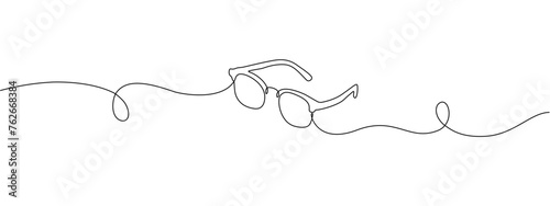 Glasses one continuous editable line. Eyeglasses icon minimalistic line vector illustration