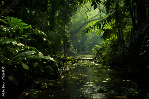 Jungle photo, green jungle, deep jungle, plants in the jungle