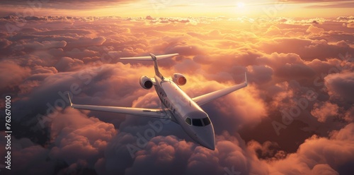 business plane charter Flight above the clouds photo