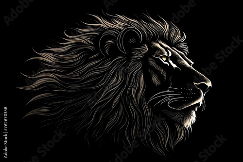 lion head black and white