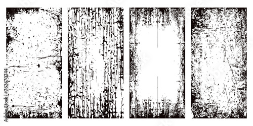 Set of 4 Grunge texture. Graphic design overlay.