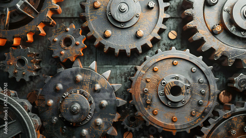 Intricate Mechanics: Close-Up of Gears, Showcasing the Beauty and Precision of Mechanical Engineering