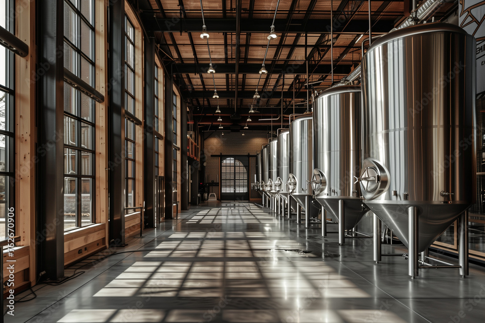 Brewing Innovation: Industrial-Style Beer Production Facility with Aesthetic Charm for Commercial Photography