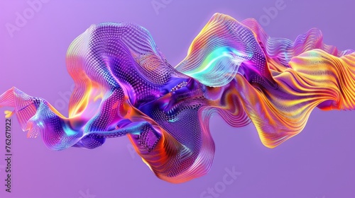 Abstract multi-colored organic structure digitally generated, set against a vibrant purple background for a modern aesthetic.