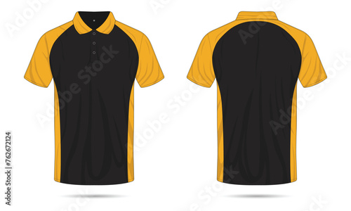 Two-color casual polo shirt mockup front and back view