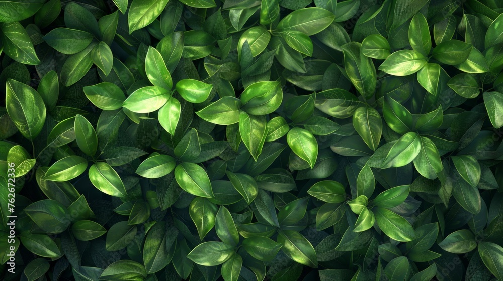 Obraz premium Full frame shot of lush green leaves, capturing the essence of nature in a vibrant background illustration.