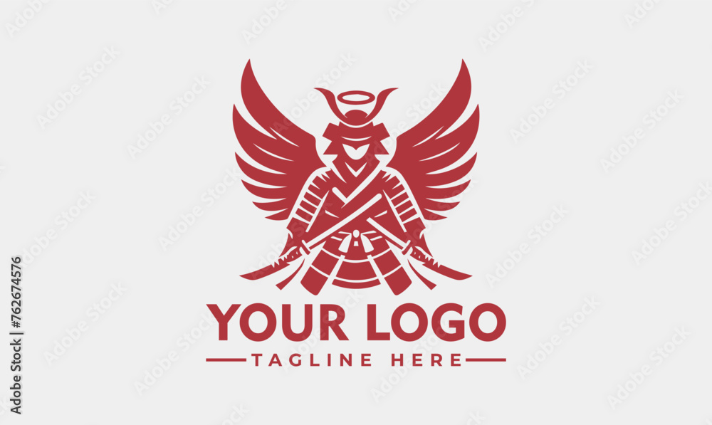 simple Samurai Guardian Angel Logo Unique Hand drawing Logo