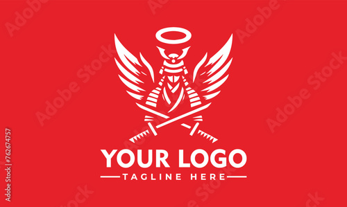 simple Samurai Guardian Angel Logo Unique Hand drawing Logo