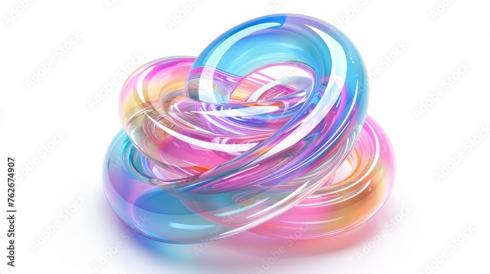 Shimmering pastel-colored spiral in an irregular pattern, creating a vibrant coil against a clean white backdrop. Shimmering pastel-colored spiral in an irregular pattern, creating a vibrant coil against a clean white backdrop.