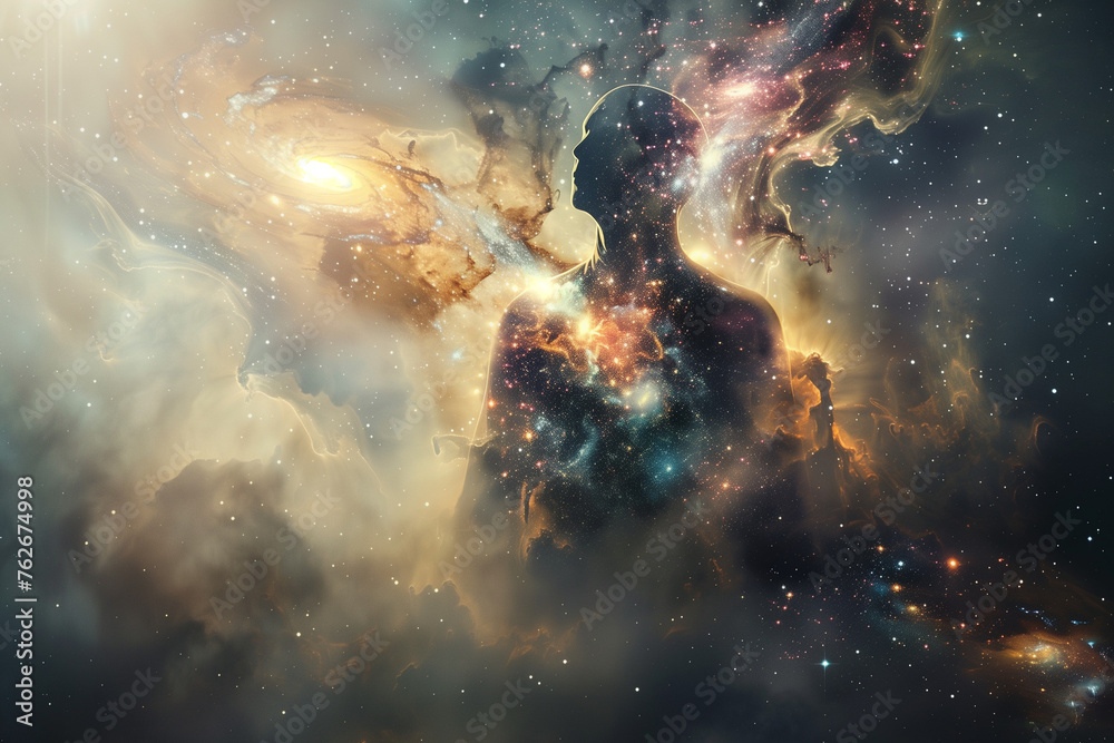 a being that is one with the universe . Its body is pure galaxies and stars. faceless, its body is like a portal to another dimension a being that is one with the universe . Its body is pure galaxies and stars. faceless, its body is like a portal to another dimension