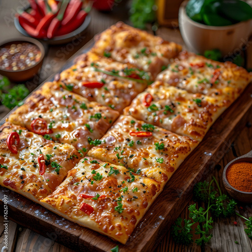 Mexican quesadilla with cheese, vegetables and sour cream