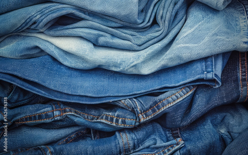 Denim Ensemble: A Collection of Crumpled Blue Jeans