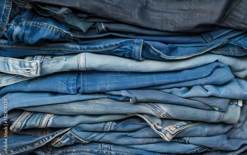 Denim Ensemble: A Collection of Crumpled Blue Jeans