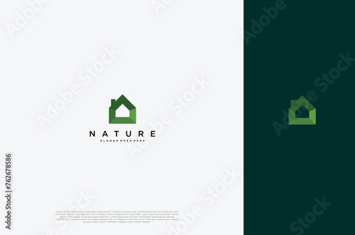 Natural house tree green house logo concept simple design. Vector illustration