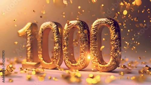 1k or 1000 followers or likes thank you. Golden numbers, confetti sparkling lights. Social Network friends, followers, Web users. Subscribers, followers or likes celebration.4k video. Anniversary 4k photo