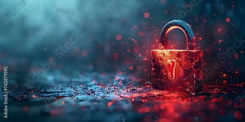 Conceptual image of cybersecurity with digital lock protecting personal and business data. Concept Cybersecurity Trends, Digital Lock Protection, Personal Data Safety, Business Data Security