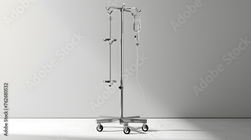 Stainless Steel IV Pole in a Hospital Environment - A Symbol of Medical Care and Support photo