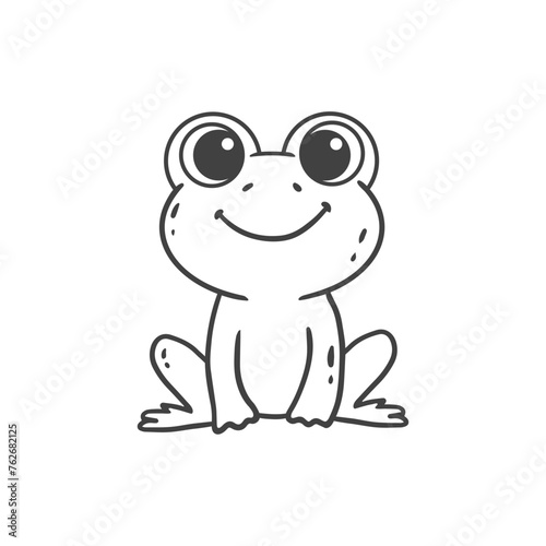 cute cartoon frog in doodle style on a white background. Vector illustration