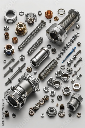 flying metal parts, bolts, nuts, tubes, engines, chrome parts, construction tools