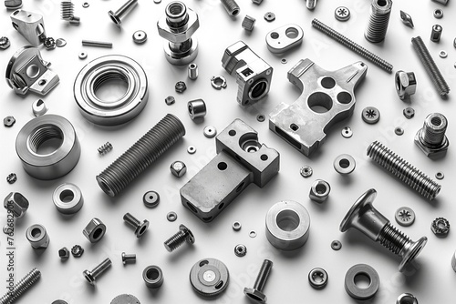 flying metal parts, bolts, nuts, tubes, engines, chrome parts, construction tools