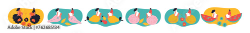 Tiny people and fruits cartoon vector illustration. Healthy eating, cooking vegetarian food and dieting concept. People and berries, summer harvest. Summer time.	
