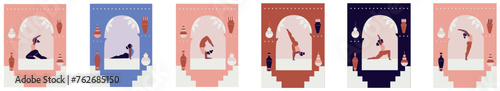 Yoga. Woman practicing asana. Relaxing environment. Concept of meditation.